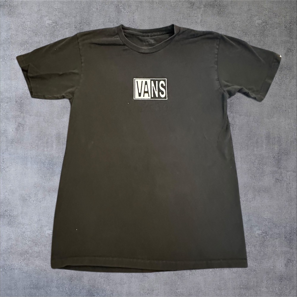 Vans Classic Fit Blackā Graphic T-Shirt Small Front Logo Back Print Skate